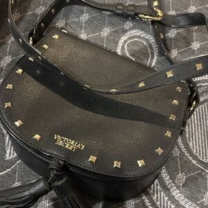 Victoria's Secret Black Crossbody Bag with Gold Studs